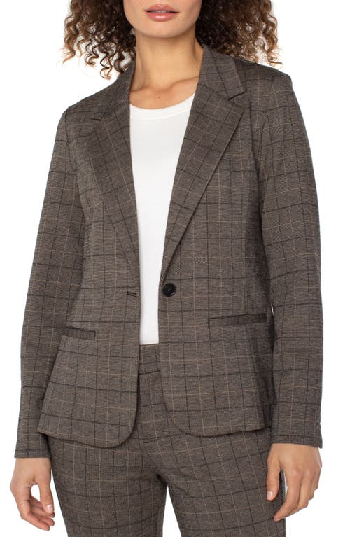Liverpool Los Angeles Fitted One-button Plaid Blazer In Gray