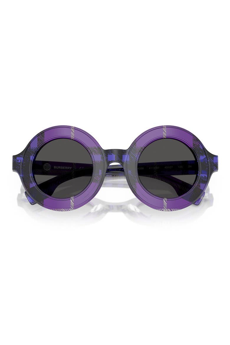 Kids' 40mm Round Sunglasses, Alternate, color, VIOLET CHECK / DARK GREY