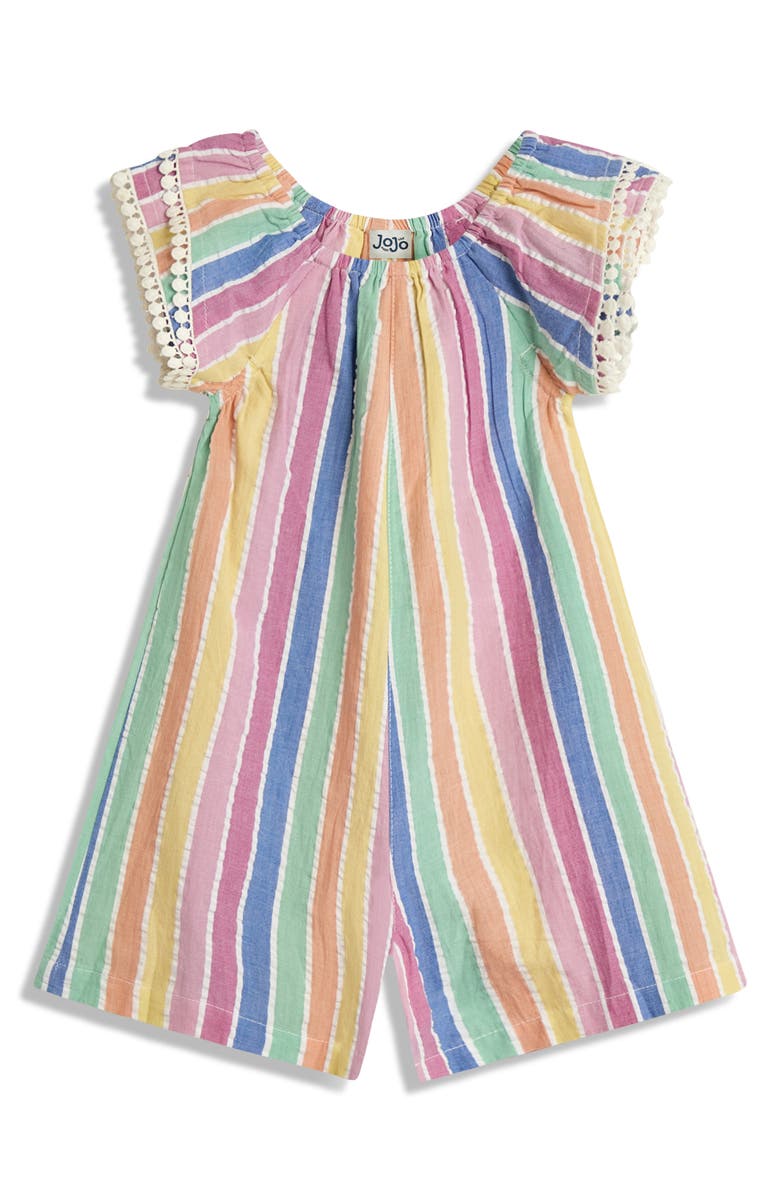 JOJO MAMAN BEBE Lace Trim Wide Leg Cotton Jumpsuit, Main, color,