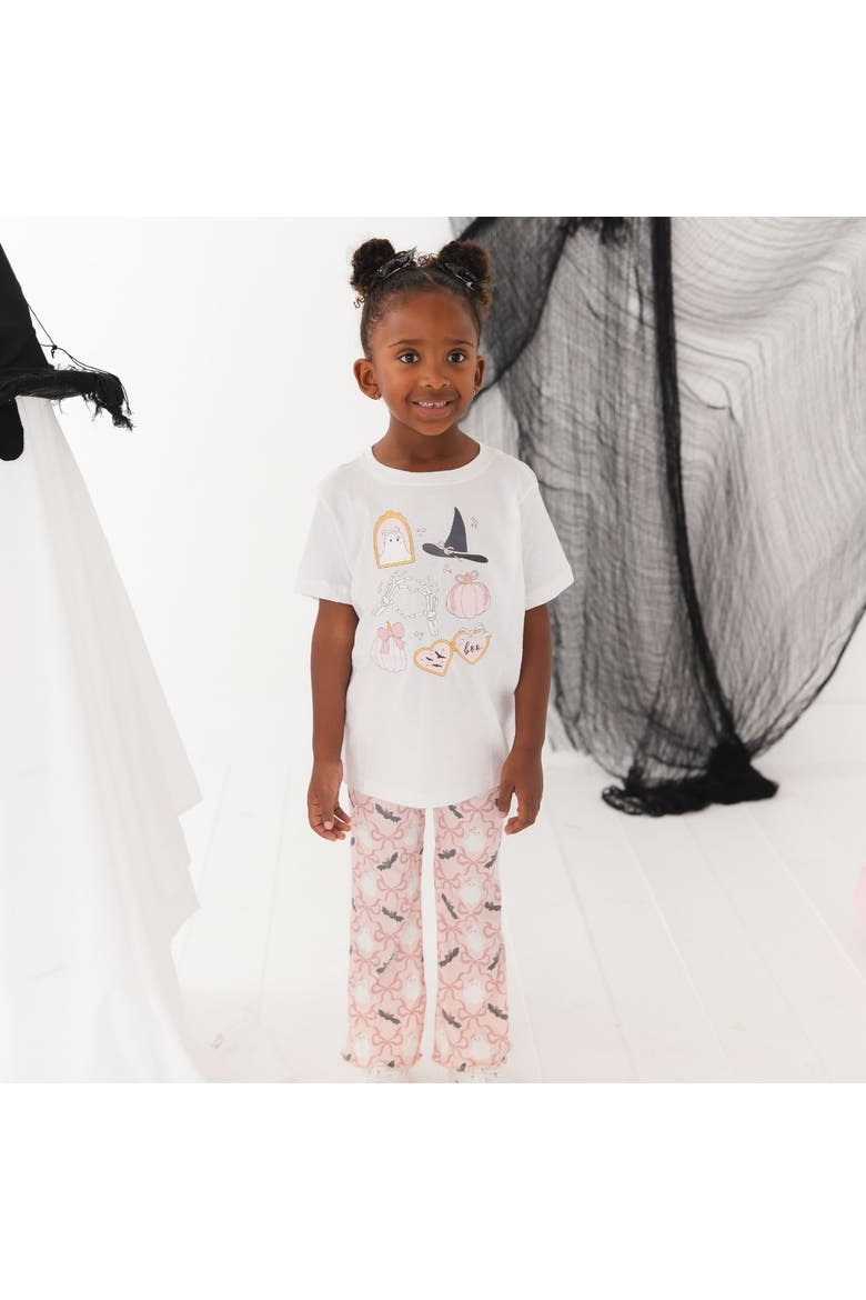 Bat And Ghost Trellis Halloween Flare Legging, Alternate, color, Pink
