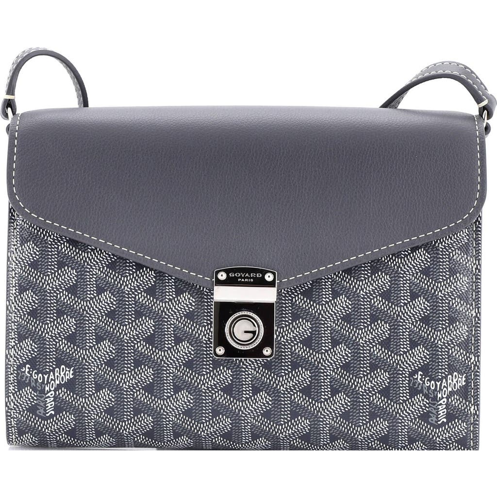 Pre-owned Goyard Goyard Chypre Wallet On Strap Coated Canvas With Leather In Gray