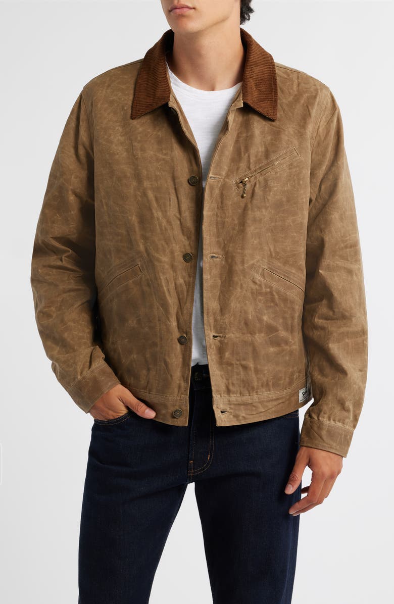Schott NYC Waxed Cotton Mechanic's Jacket, Main, color, Brown