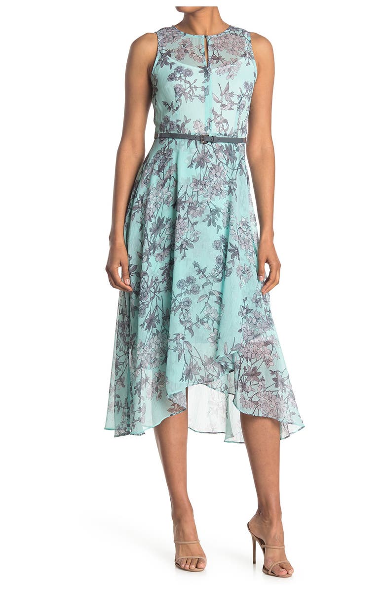 Tommy Hilfiger Floral Belted Chiffon Maxi Dress, Main, color,