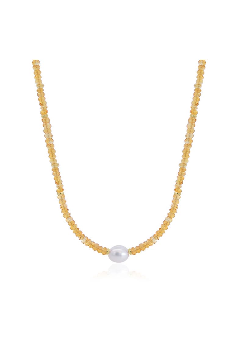 Citrine Bead Pearl Necklace, Main, color, Citrine