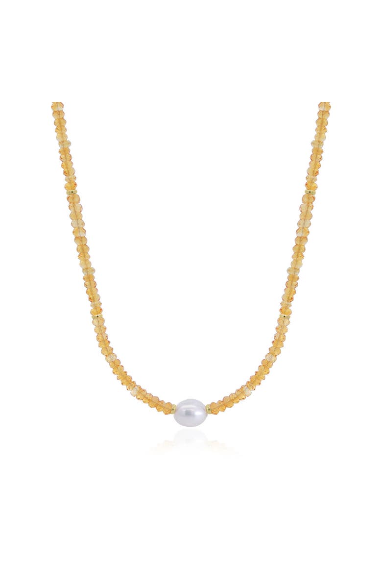 The Lovery Fine Jewelry Citrine Bead Pearl Necklace, Main, color, Citrine