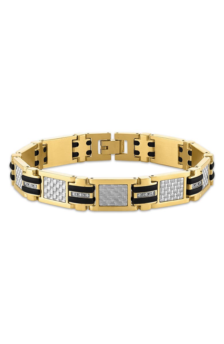 Esquire Men's Stainless Steel Carbon & Diamond Link Bracelet, Main, color, 