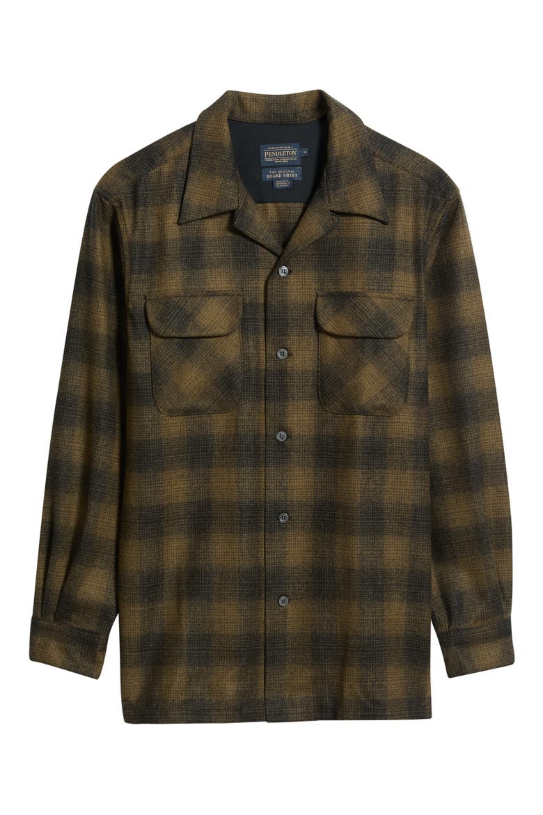 Plaid Wool Flannel Button-Up Board Shirt, Alternate, color, OLIVE SHADOW PLAID