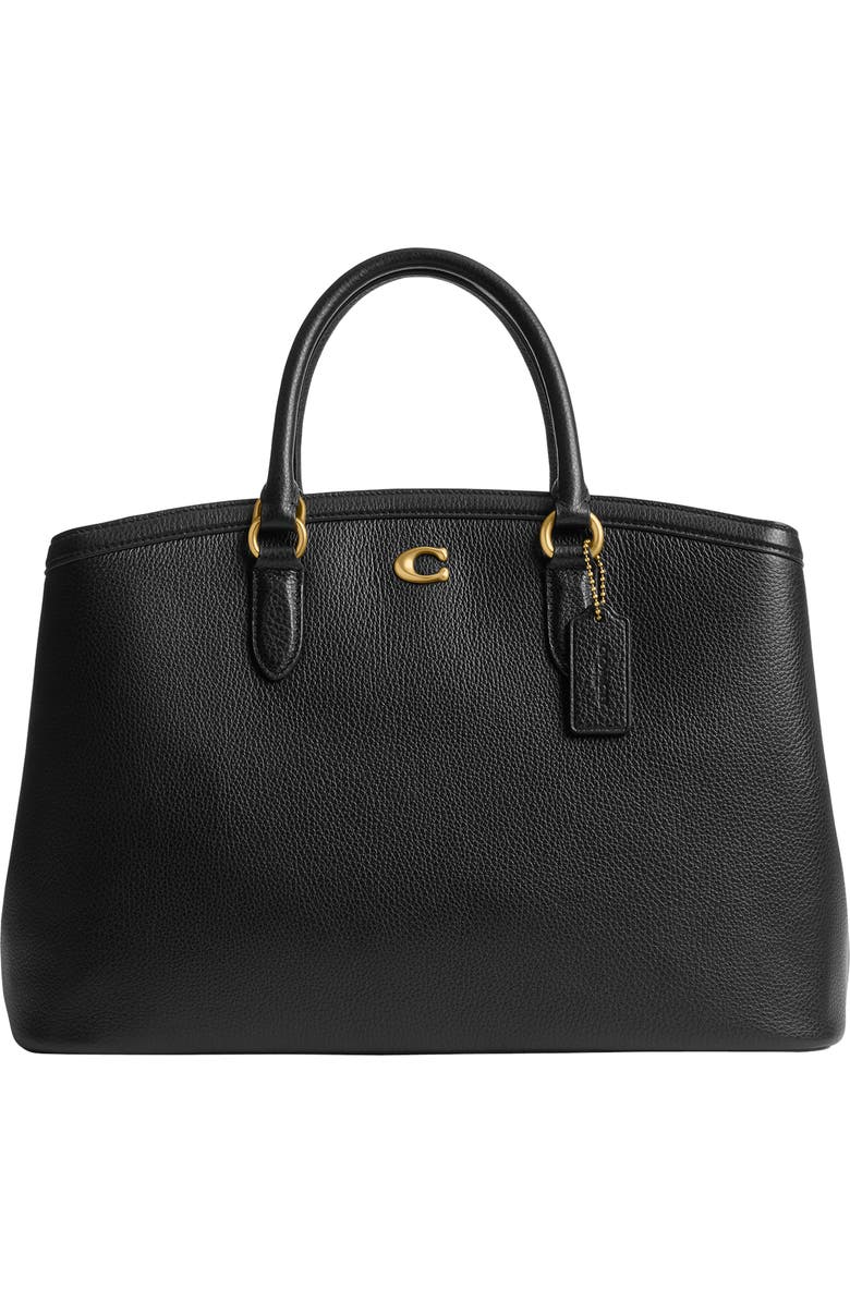 COACH Refined Pebble Leather Tote, Main, color, Black