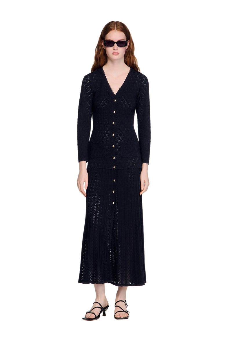 Fancy knit maxi dress, Alternate, color, Black