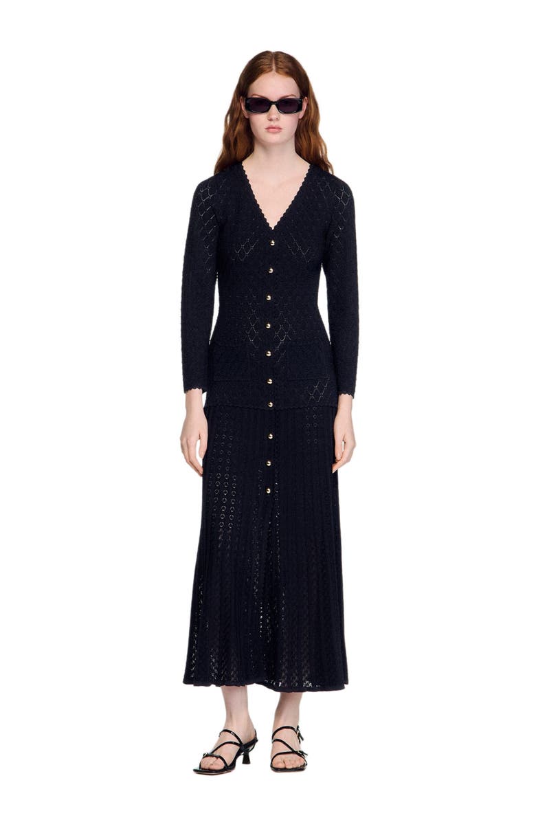 SANDRO Fancy knit maxi dress, Alternate, color, Black