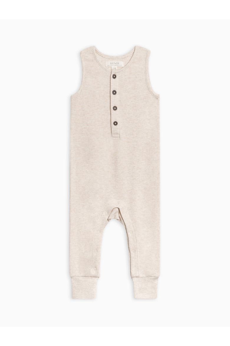 Organic Wade Waffle Tank Romper, Main, color, Heather Oat