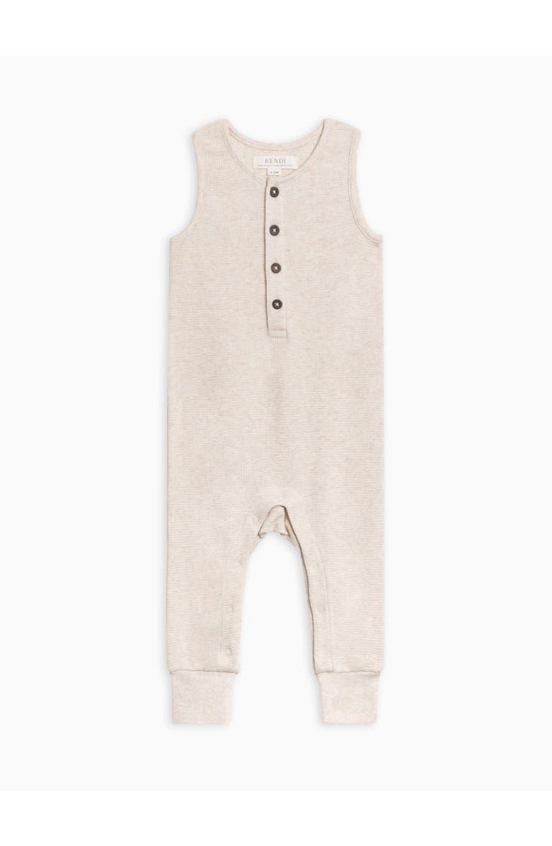 Colored Organics Organic Wade Waffle Tank Romper, Main, color, Heather Oat