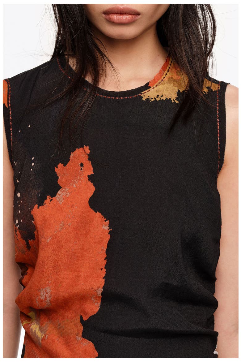 Fringed Armhole Midi Dress, Alternate, color, BLOT XL BLACK