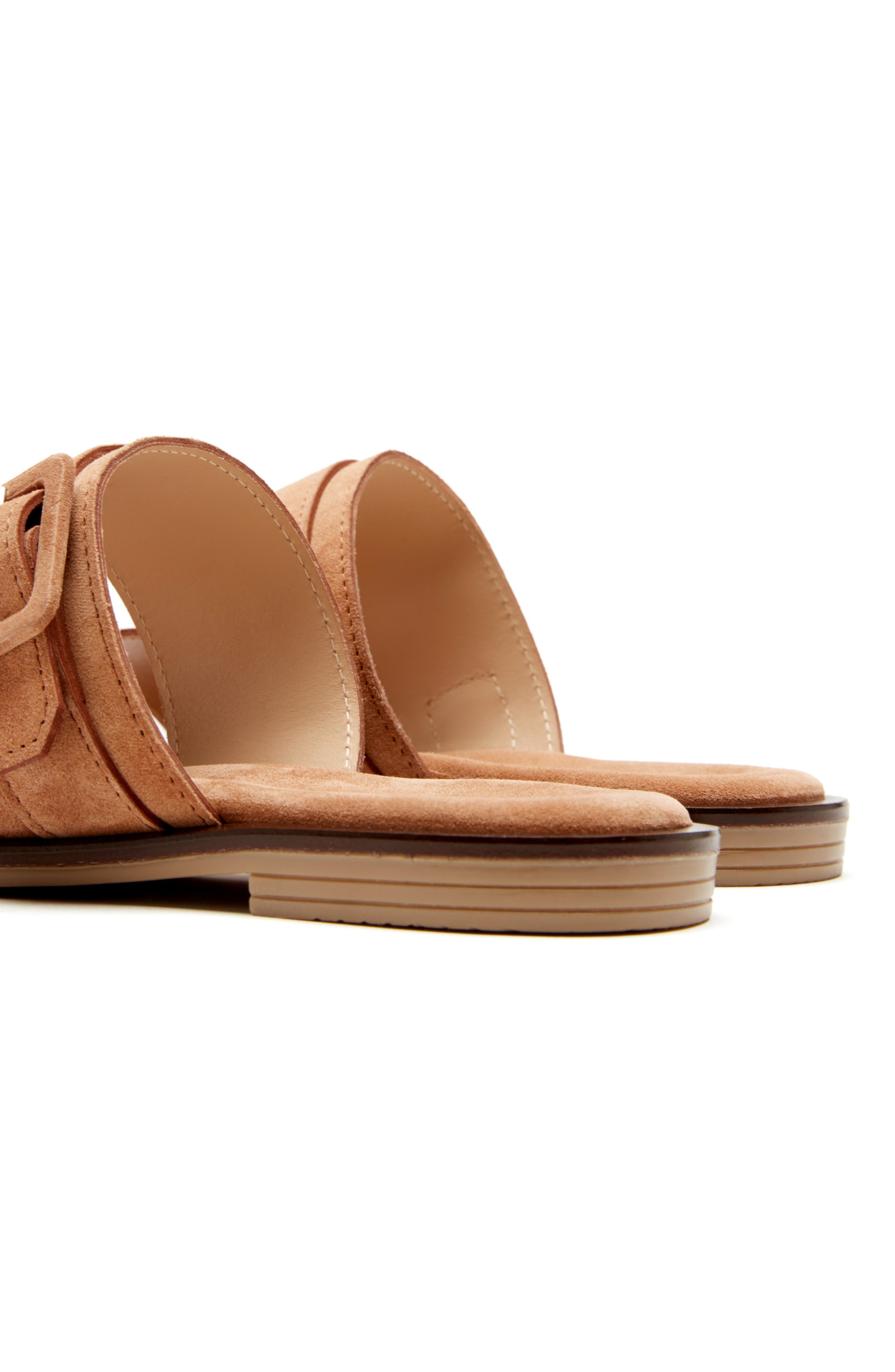 Fennix Buckle Slide Sandal, Alternate, color, BRICK SUEDE