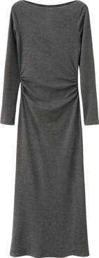 MANGO Ruched Long Sleeve Knit Maxi Dress