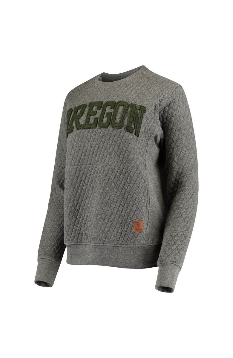 PRESSBOX Women's Pressbox Heather Charcoal Oregon Ducks Moose Quilted Pullover Sweatshirt, Alternate, color, Heather Gray