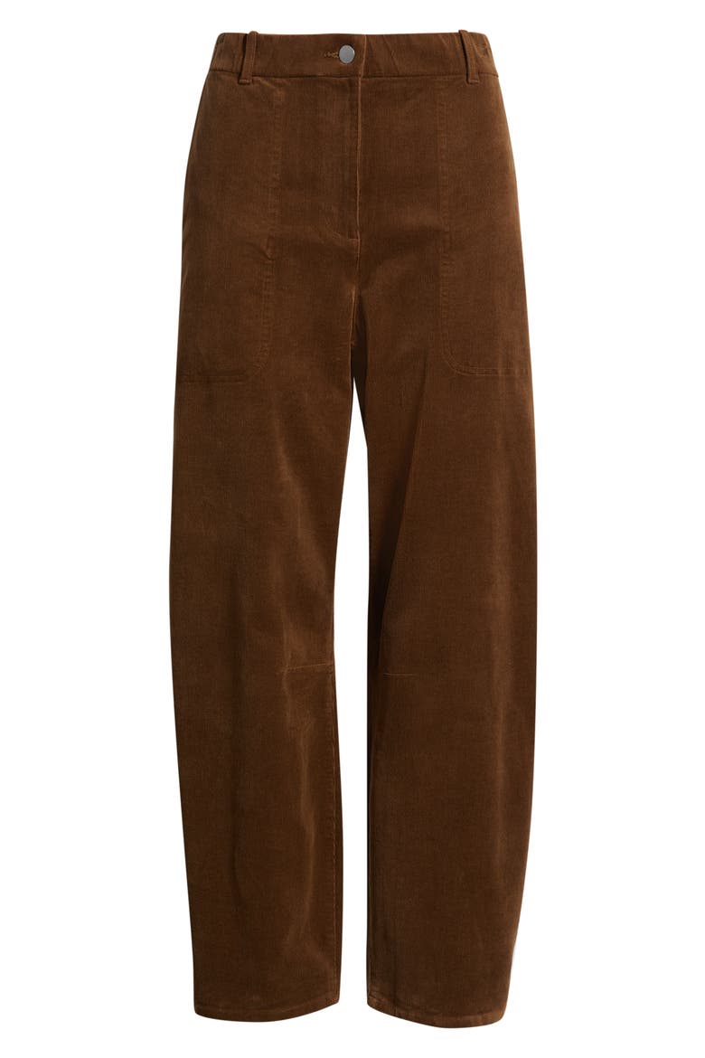 Stretch Organic Cotton Corduroy Arch Wide Leg Ankle Pants, Alternate, color, MAHOGANY