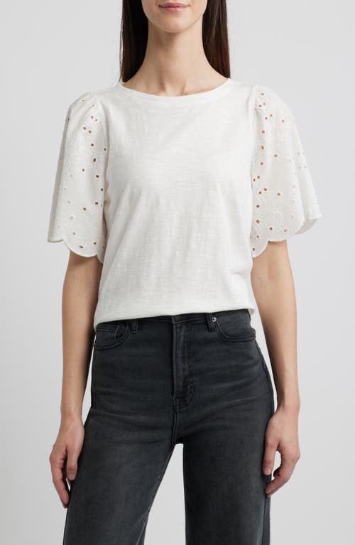 BEACHLUNCHLOUNGE BEACHLUNCHLOUNGE PERCY EYELET SLEEVE MIXED MEDIA TOP 
