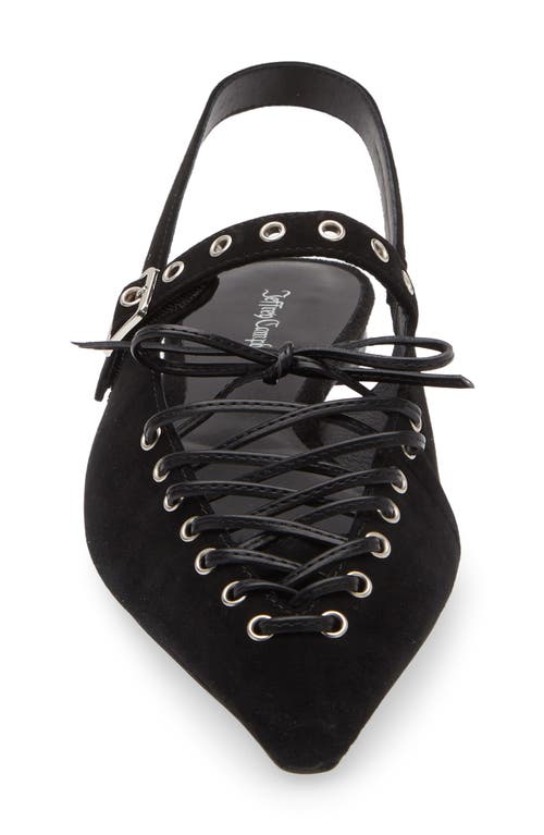 Jeffrey Campbell Geralt Pointed Toe Slingback Flat In Black Suede