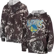 Majestic Threads Women's Majestic Threads Black Golden State Warriors Burble Tie-Dye Tri-Blend Pullover Hoodie