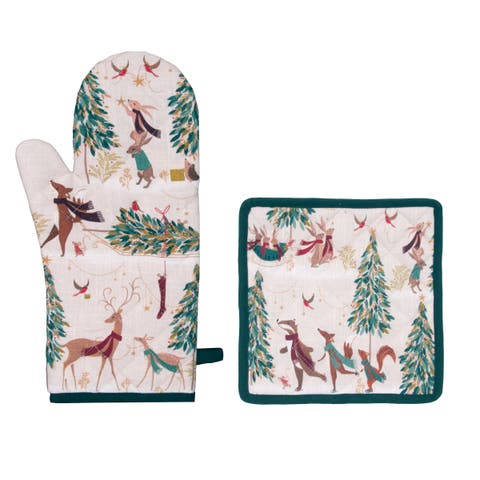 Woodland Tales Oven Mitt & Pot Holder Set of 2