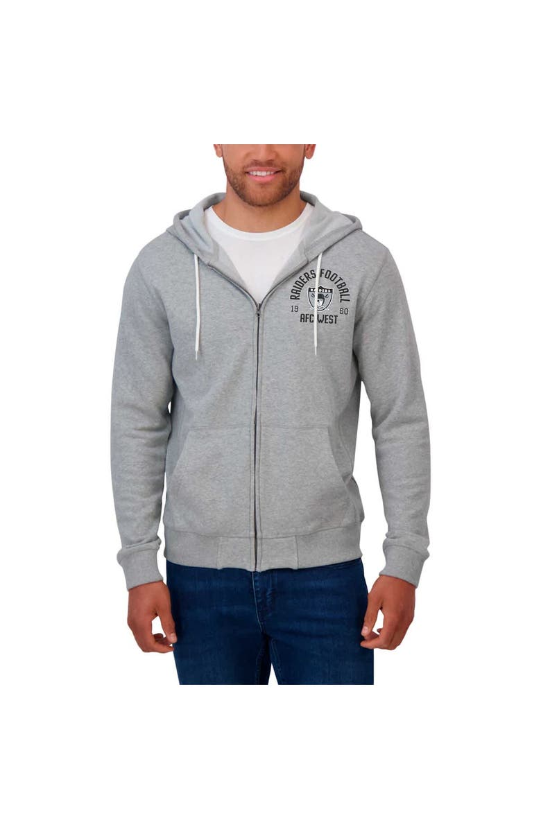 Darius Rucker Collection by Fanatics Men's Darius Rucker Collection by Fanatics Heather Gray Las Vegas Raiders Vintage Stripe Full-Zip Hoodie, Alternate, color, Heather Gray