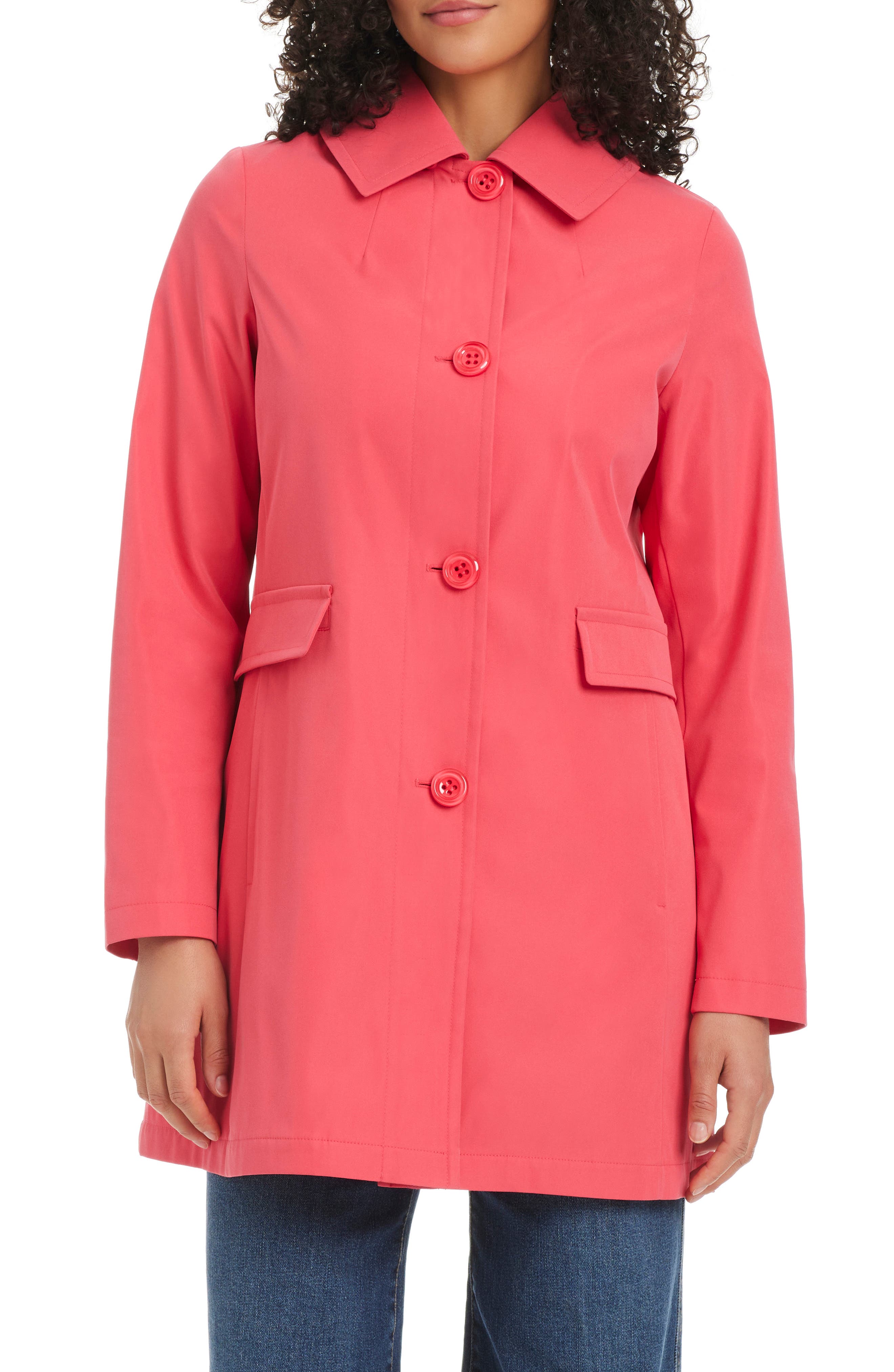 Kate Spade New York water resistant hooded a-line trench coat