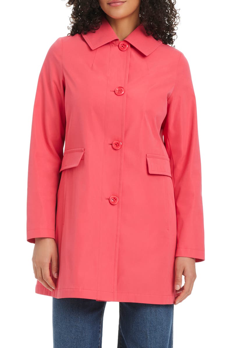 Kate Spade New York water resistant hooded a-line trench coat, Main, color, Ravishing Rose