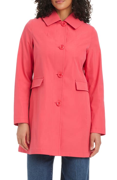 water resistant hooded a-line trench coat