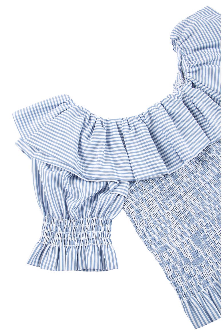 Kids' Smocked Ruffle Detail Top, Alternate, color, STRIPE