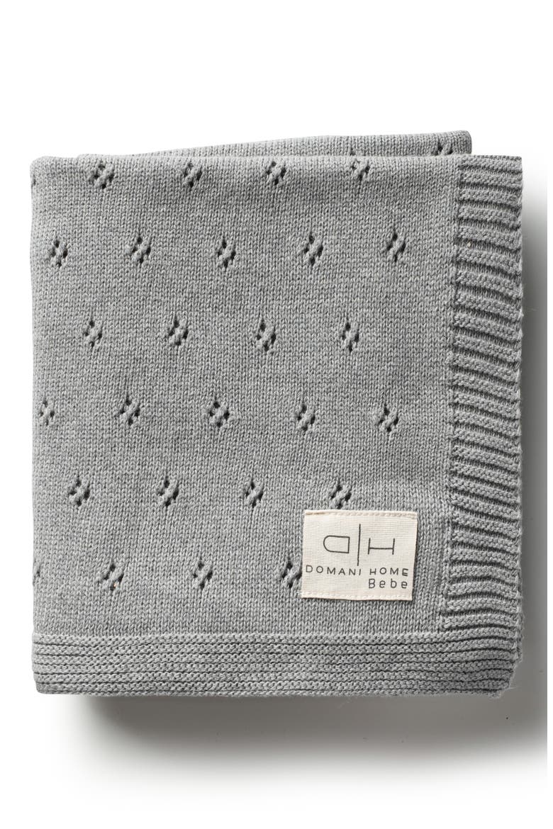 Flower Pointelle Baby Blanket, Alternate, color, GRAY