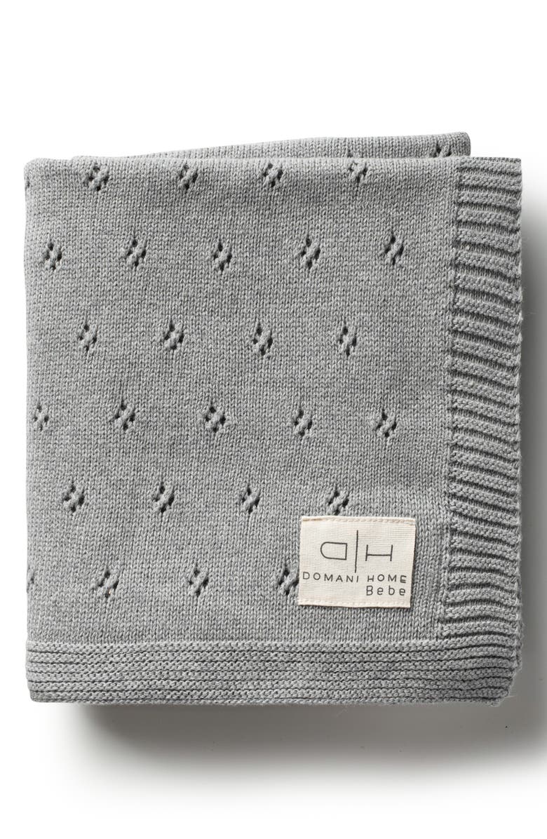 Domani Home Flower Pointelle Baby Blanket, Alternate, color, Gray