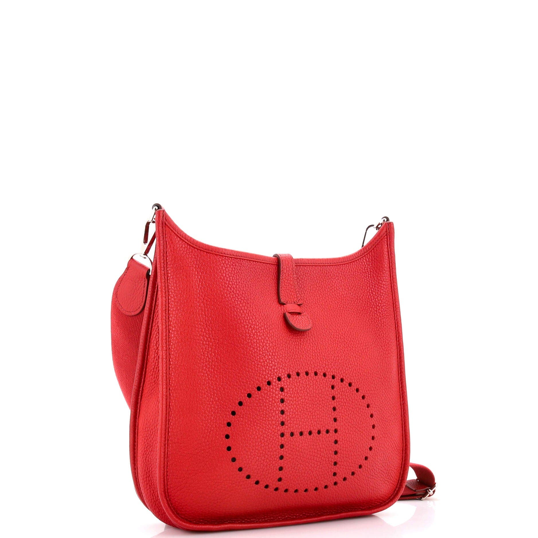 Pre-Owned Hermes Evelyne Bag Gen III Clemence PM, Alternate, color, Rouge Garance