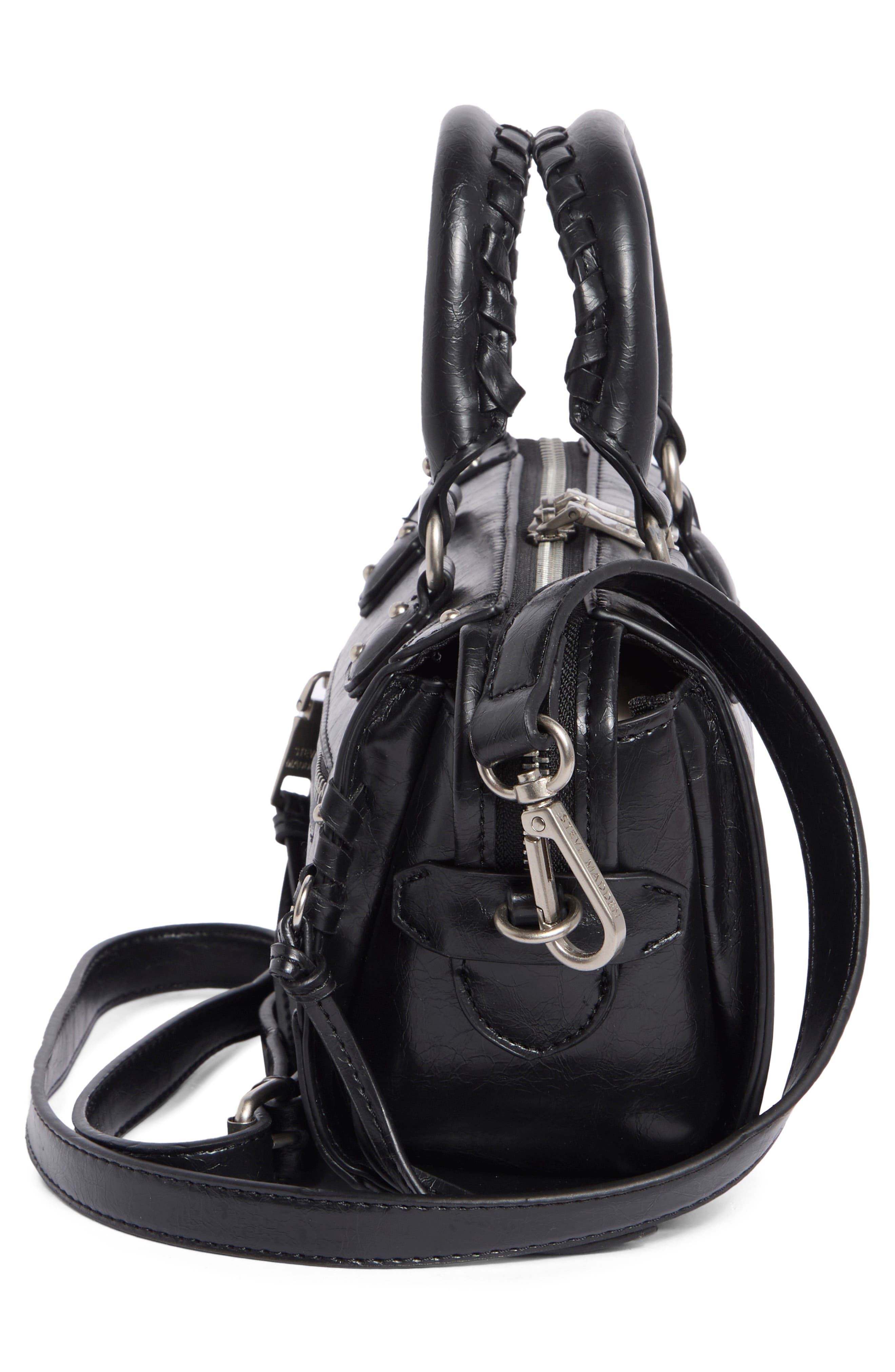 Bharp Faux Leather Crossbody Bag, Alternate, color, BLACK GLAZED PU