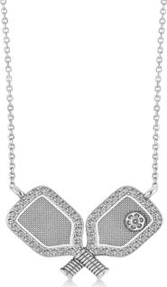 ALLUREZ Diamond Large Dual Pickleball Paddle Pendant Necklace 14K