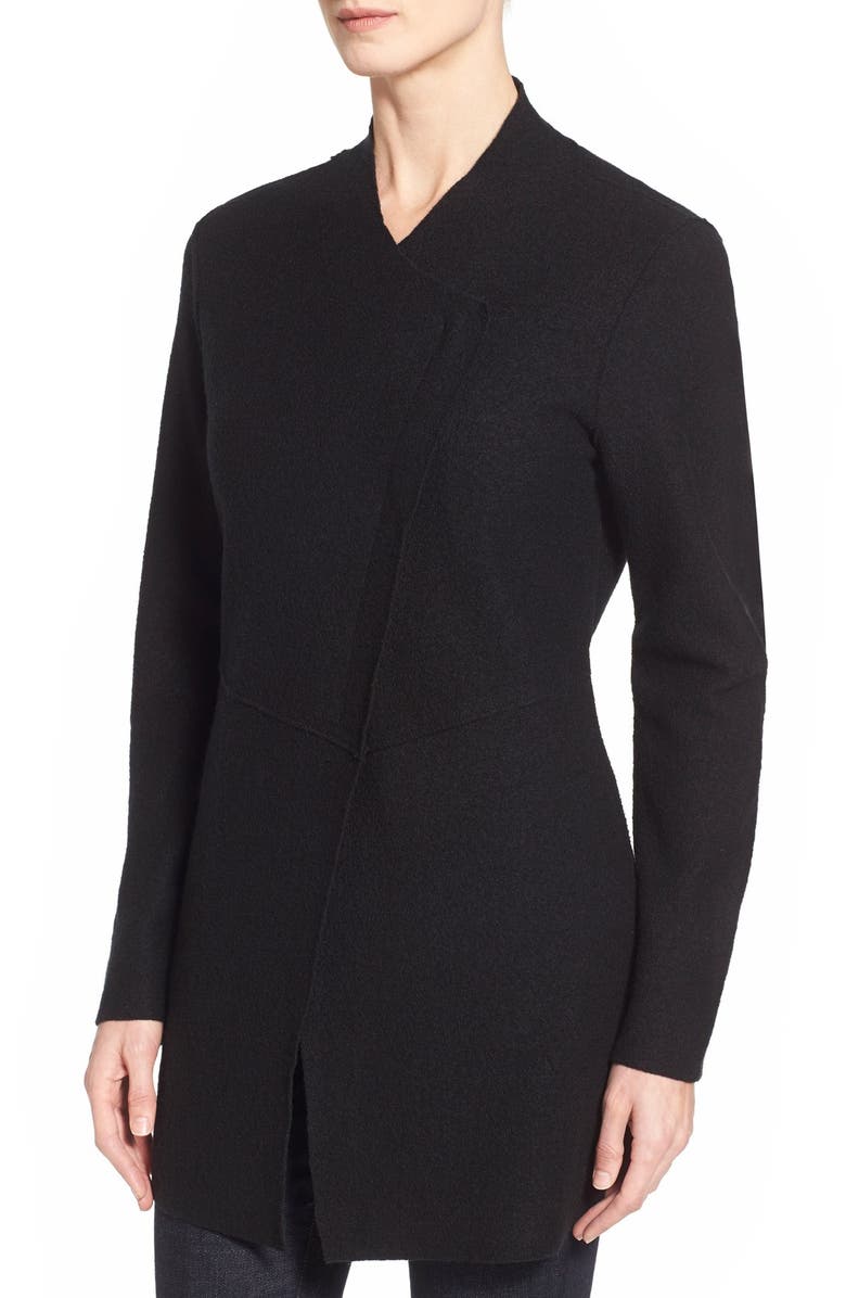 Eileen Fisher Asymmetrical Boiled Merino Wool Jacket, Alternate, color, 