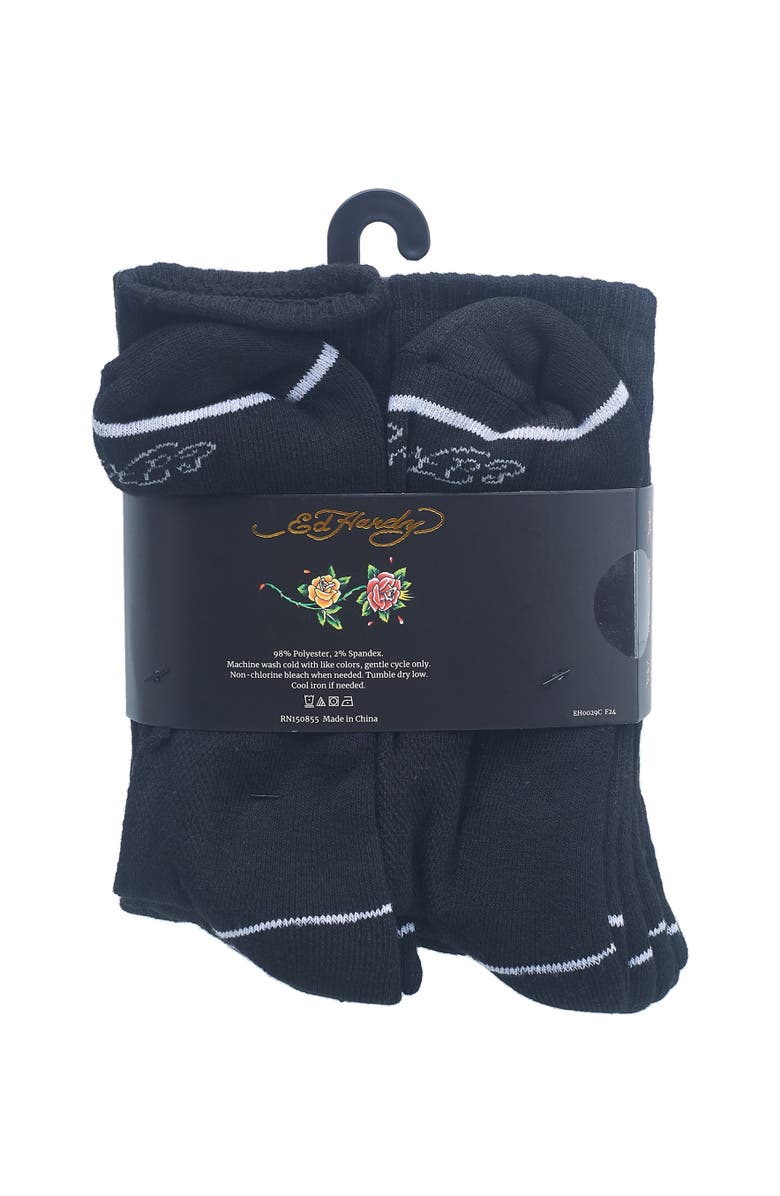 Ed Hardy Athletic Half Cushion Crew Sock 7-Pack, Alternate, color, Black