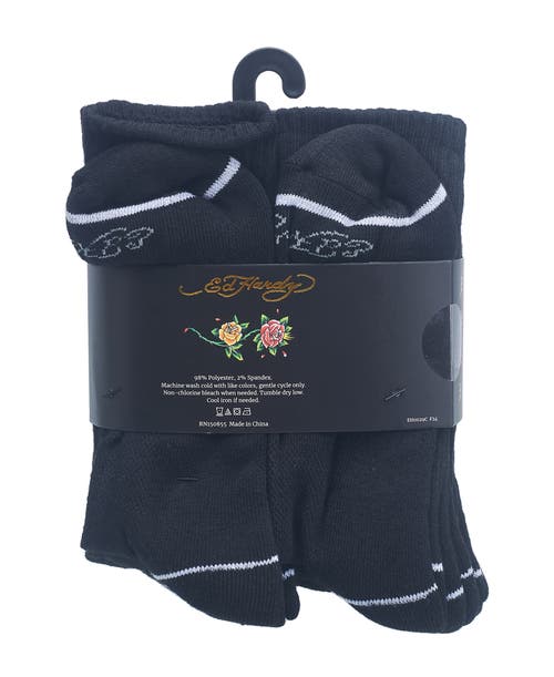 Ed Hardy Athletic Half Cushion Crew Sock 7-pack In Black