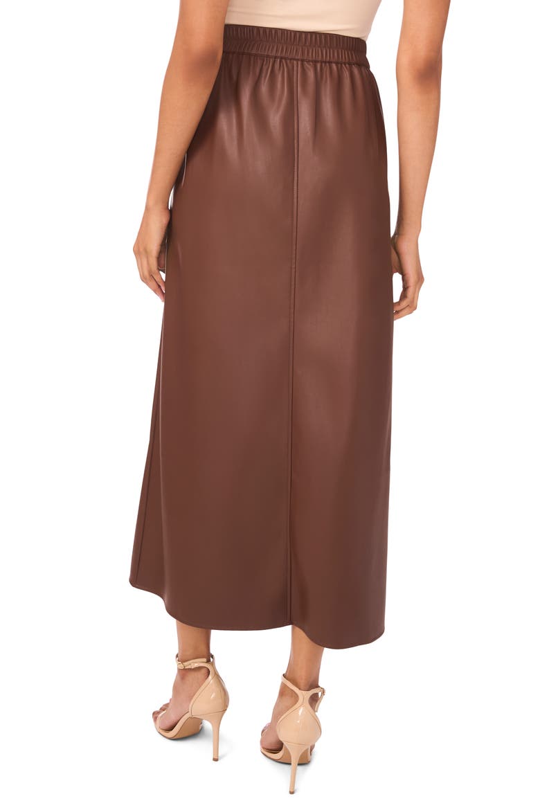 Faux Leather Side Tie Skirt, Alternate, color, CHOCOLATE