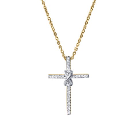 Corvielle Cross 0.1 Ct 14K Gold Diamond Pendant