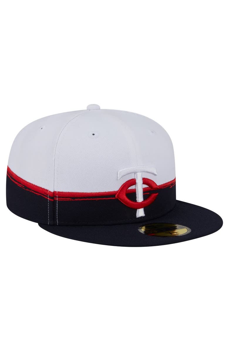 New Era Men's New Era Navy/White Minnesota Twins Paint Stroke 59FIFTY Fitted Hat, Alternate, color, Navy
