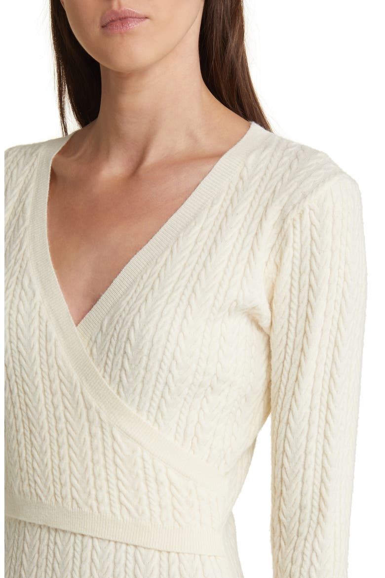 Cable Stitch Long Sleeve Sweater Dress, Alternate, color, CREAM