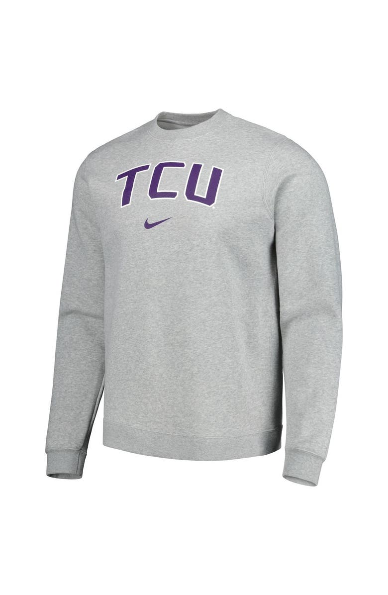 Nike Men's Nike Heather Gray TCU Horned Frogs Arch Club Fleece Pullover Sweatshirt, Alternate, color,