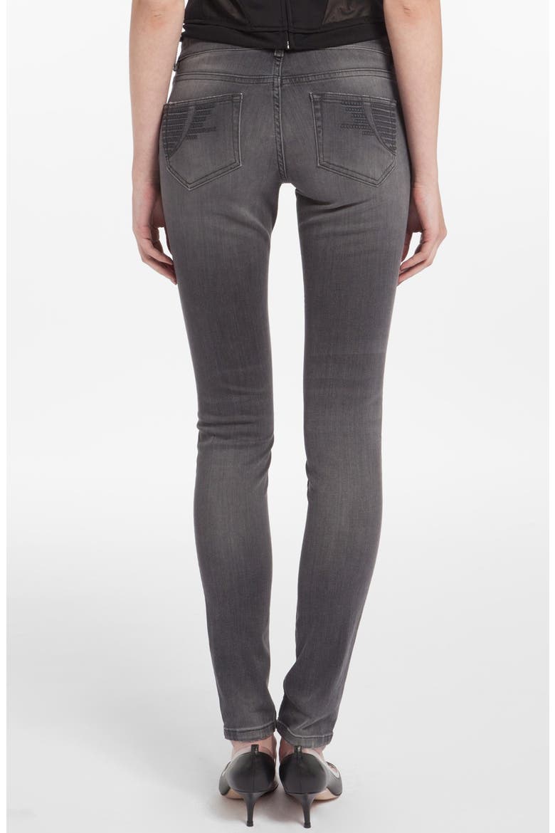 'Jaw' Embroidered Pocket Skinny Jeans, Alternate, color, GRIS FONCE
