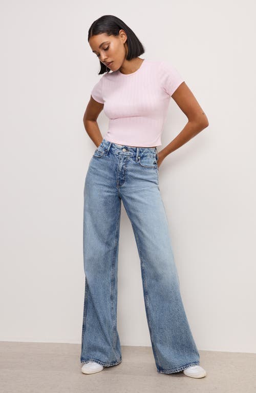 Shop Good American Pointelle Baby Tee In Cotton Candy Pink003