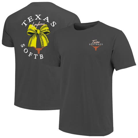 Women's Image One  Charcoal Texas Longhorns Comfort Colors Softball Bow T-Shirt