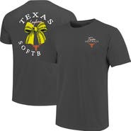 IMAGE ONE Women's Image One  Charcoal Texas Longhorns Comfort Colors Softball Bow T-Shirt