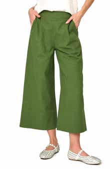 Crop Wide Leg Linen Blend Pants