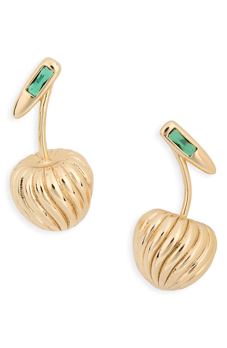 Ettika Sweet Cherry Drop Earrings, Main, color, Green