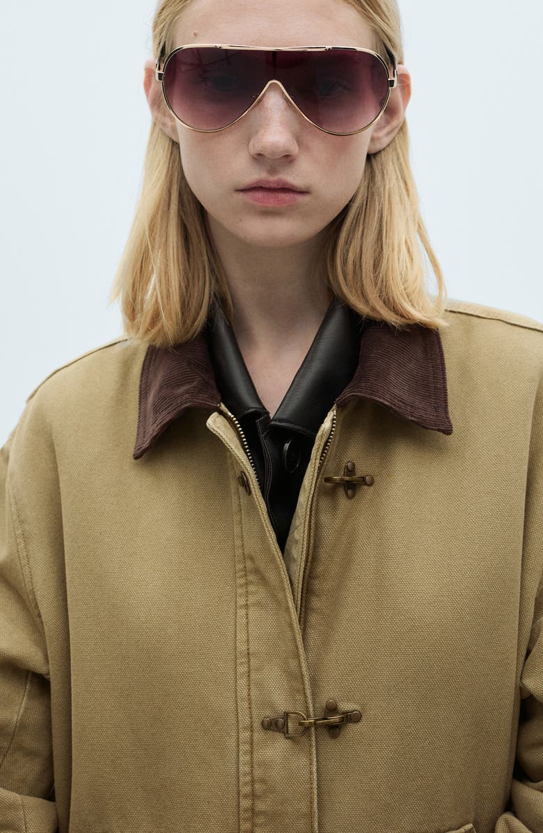 MANGO Hannah Cotton Insulated Chore Coat, Alternate, color,